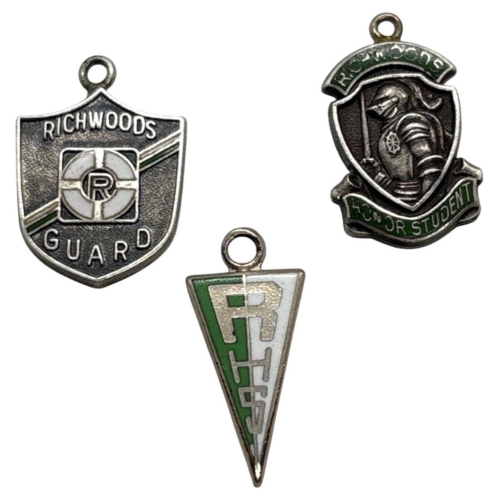 Vintage‎ Richwoods High SchooI Illinois Lot 3 Charm Pendant Sterling 925 Silver